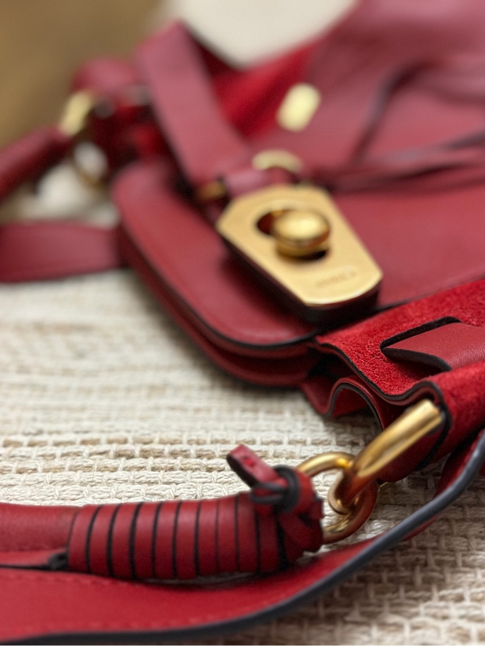 Chloe Red Leather Shoulder Bag with Gold Hardware - Picture 8 of 11